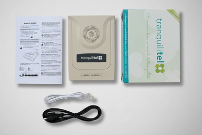 Tranquilitel est fourni prêt-à-fonctionner avec tous les cordons
